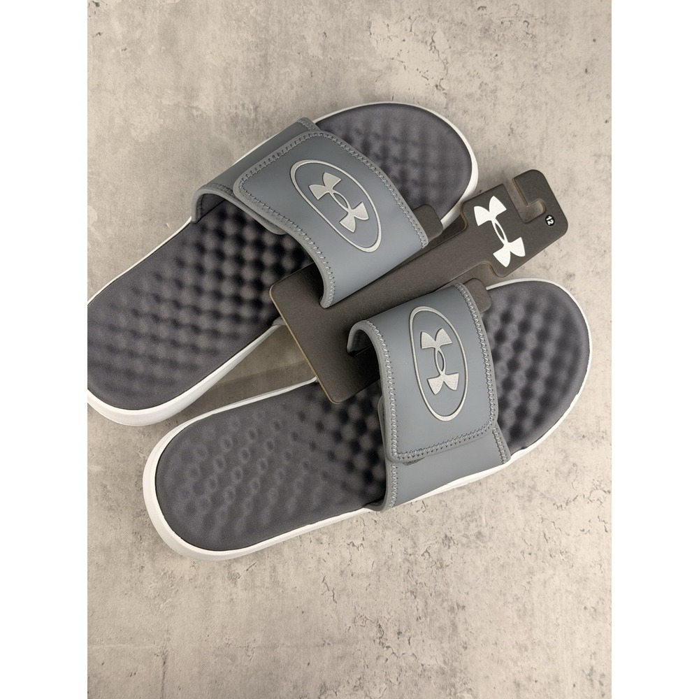 Under Armour Ignite Pro 8 White Halo Gray Slides Men's Size 12 Worn Once - Picture 6 of 7
